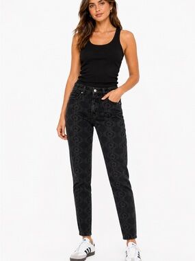 High-Rise Black Patterned Women’s Jeans